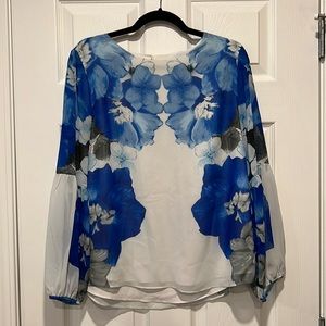 Floral Blue CK Long Sleeve Blouse